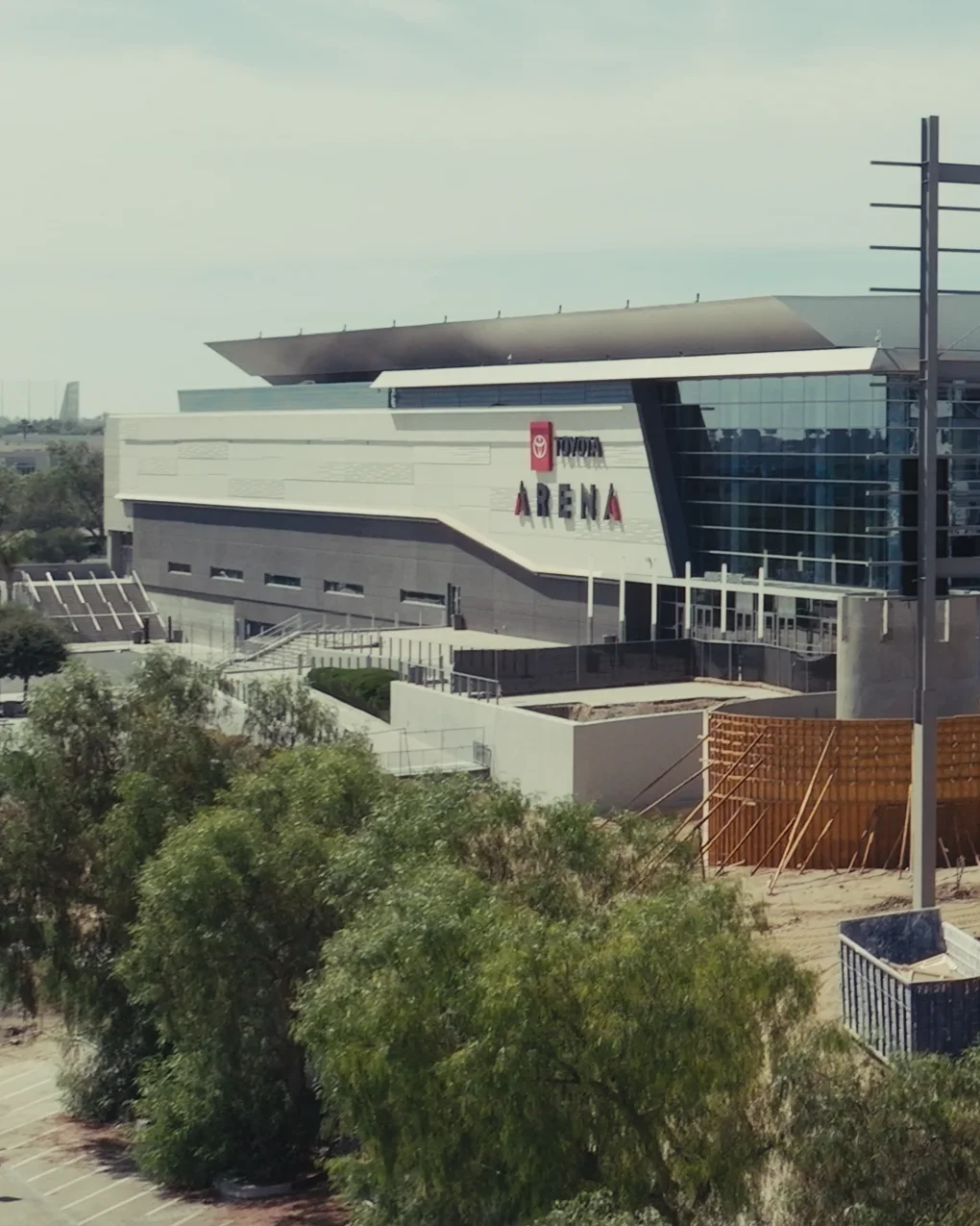 Toyota Arena seen across the Capital City site, the Plaza formwork in front of it